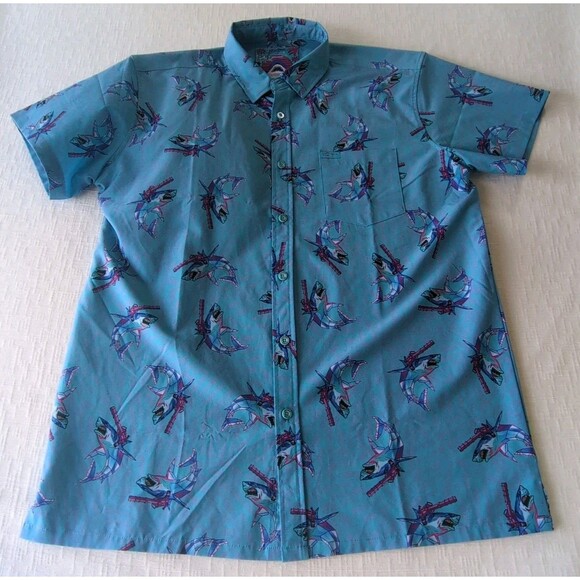 Retro Rifle Other - Retro Rifle Shirt Men's Button Down XL Blue "Synth Shark"
